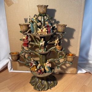 Nativity Scene Candelabra 12” Christmas